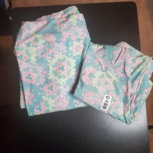 Mommy and me matching leggings, pink and blue, lularoe, Tc and l/xl kids